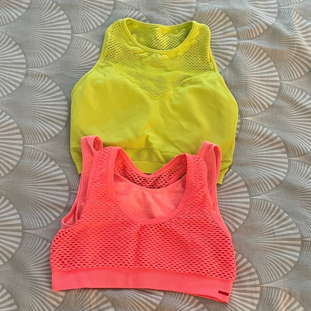 Bundle - Mesh Sports Bras - Neon Yellow and Pink